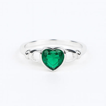 925 Sterling Silver Green Heart Ring for Women