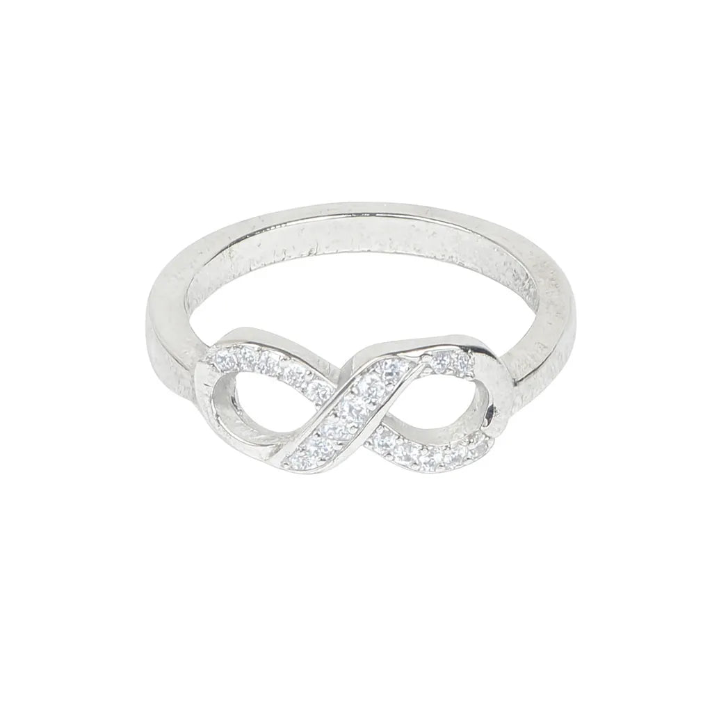 925 Sterling Silver Infinity Ring with Sparkling Stones for Women