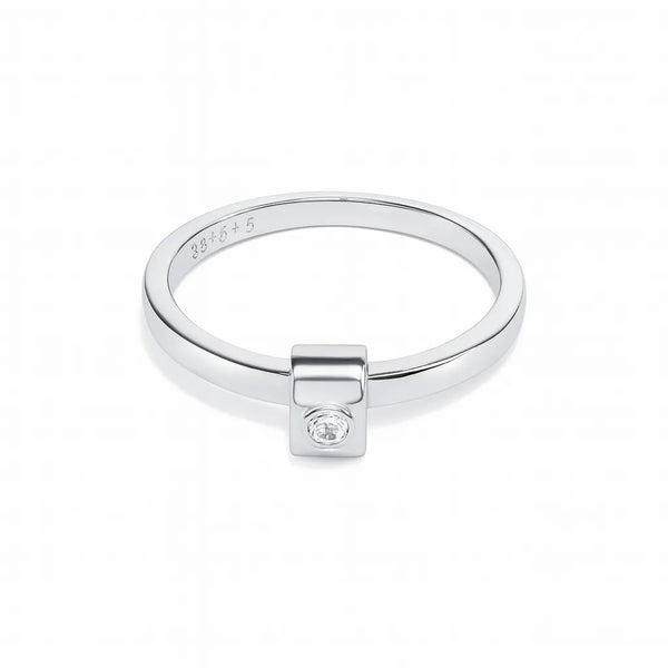 925 Sterling Silver Minimal Square Stone Ring for Women