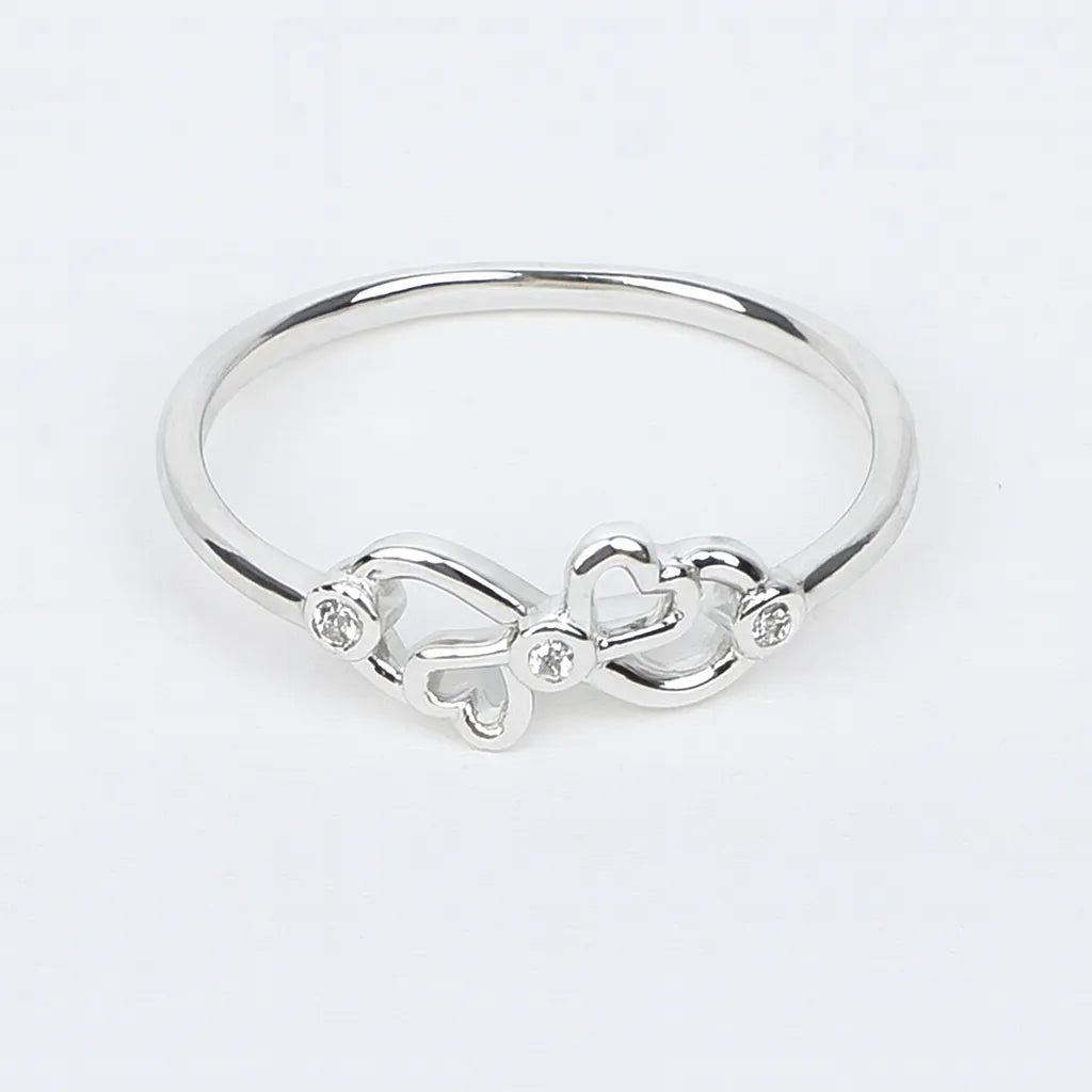925 Sterling Silver Double Heart Infinity Ring for Women Elegant Love Design