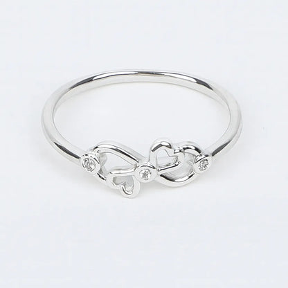 925 Sterling Silver Double Heart Infinity Ring for Women Elegant Love Design