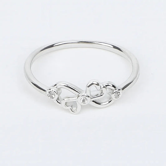 925 Sterling Silver Double Heart Infinity Ring for Women Elegant Love Design