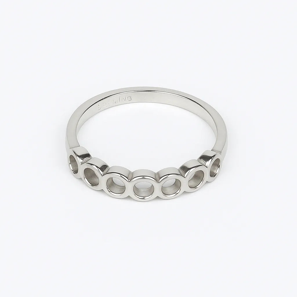 925 Sterling Silver Circular Design Ring for Women