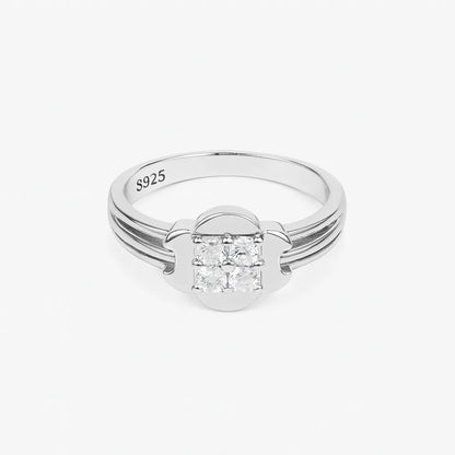 925 Sterling Silver Flower Ring for Women with Stone