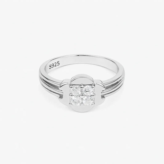 925 Sterling Silver Flower Ring for Women with Stone