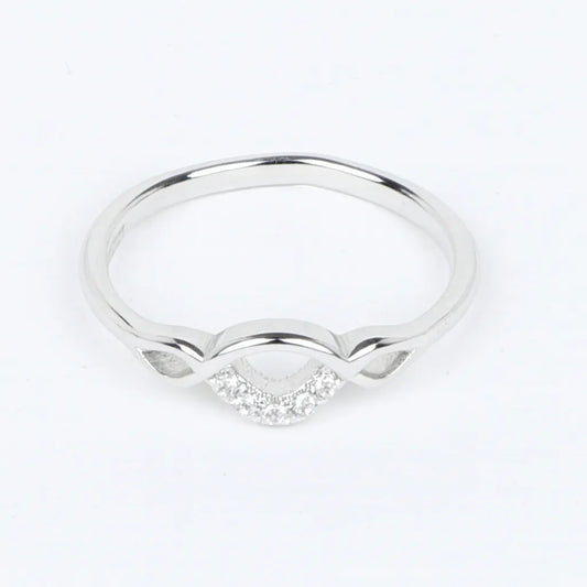 925 Sterling Silver Wave Crystal Ring for Women Minimal Elegant Design