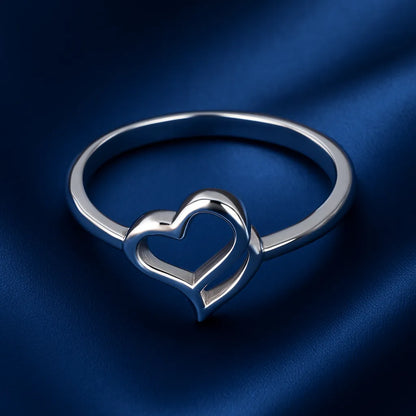 Elegant 925 Sterling Silver Open Heart Ring for Women