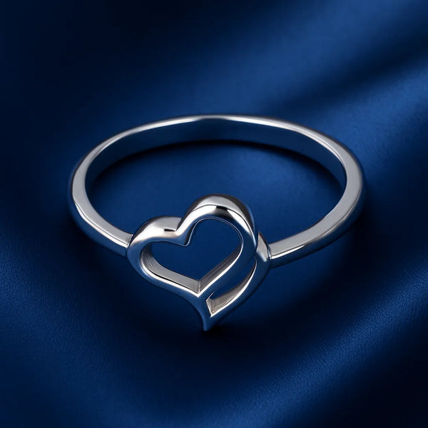 Elegant 925 Sterling Silver Open Heart Ring for Women
