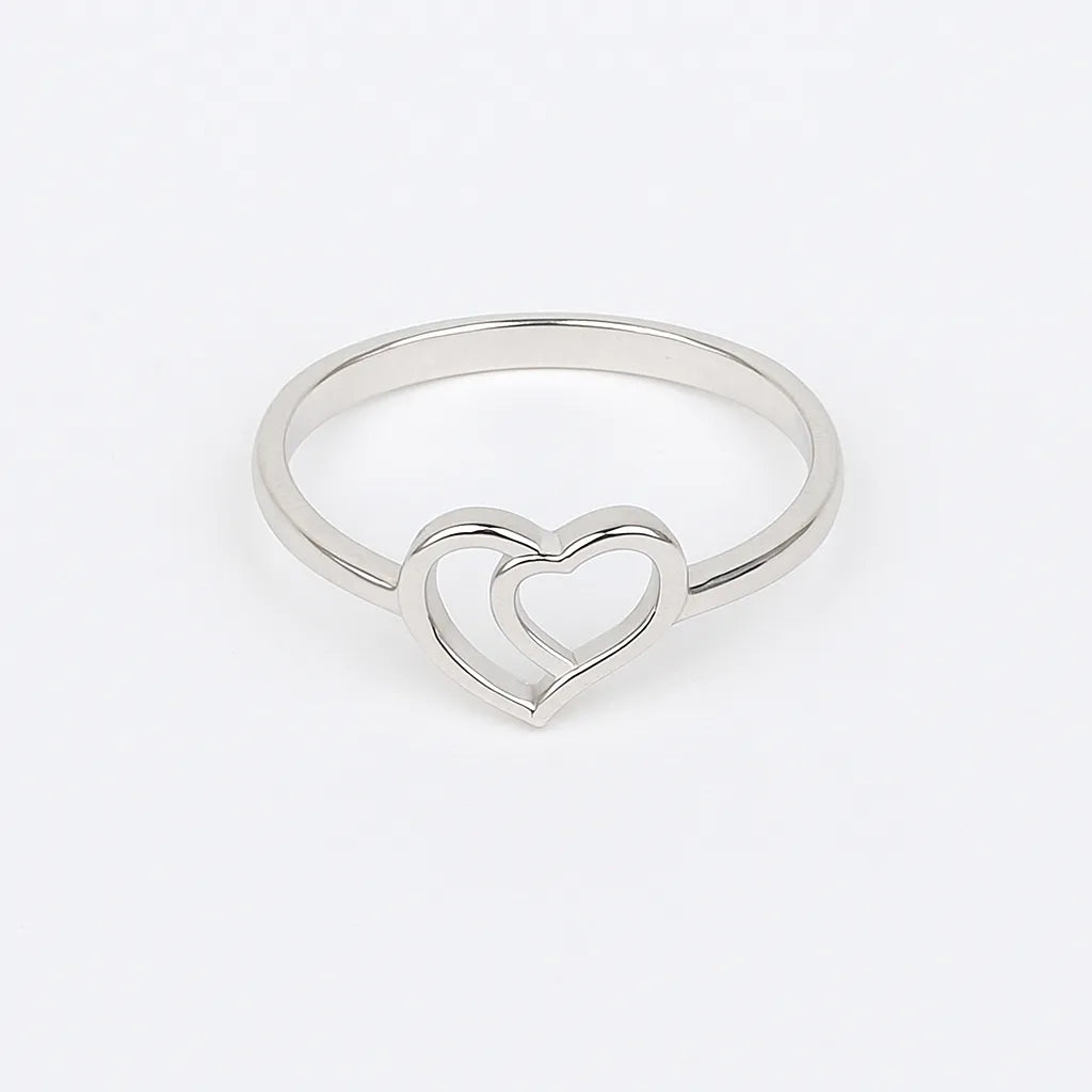 925 Sterling Silver Double Heart Ring for Women