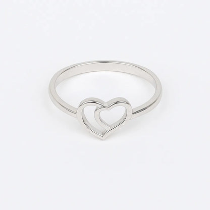 925 Sterling Silver Double Heart Ring for Women