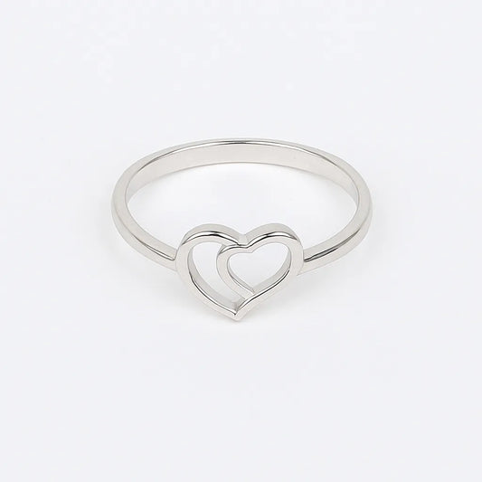925 Sterling Silver Double Heart Ring for Women
