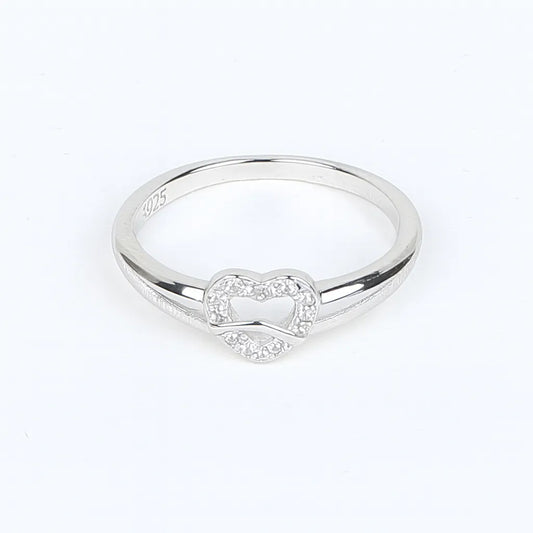 Elegant 925 Sterling Silver Open Heart Ring for Women
