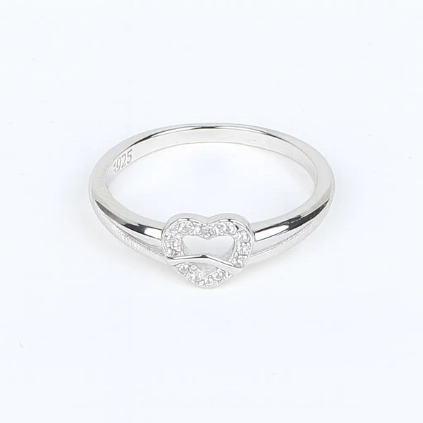 Elegant 925 Sterling Silver Open Heart Ring for Women