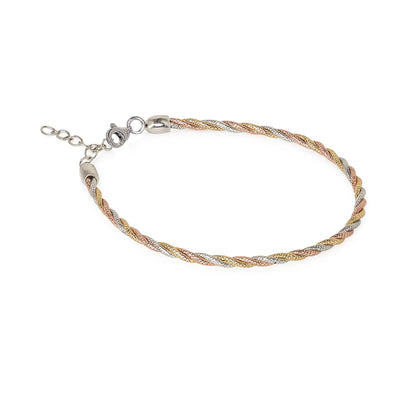 Women’s Tri-Tone Braided Bracelet | Gold, Silver & Rose Gold Jewelry