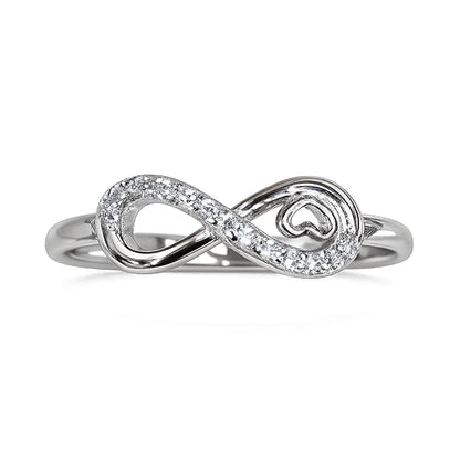 SYLVEXIA 925 Sterling Silver Crystal Infinity Ring for Women