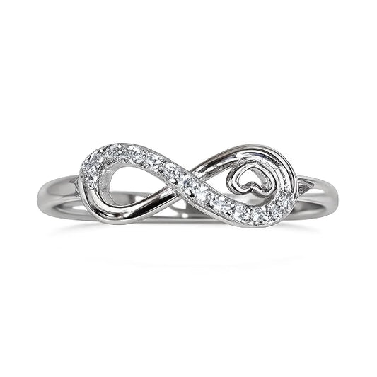 SYLVEXIA 925 Sterling Silver Crystal Infinity Ring for Women