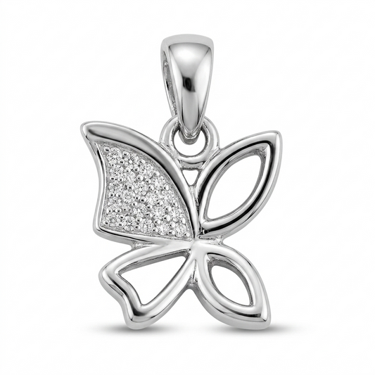 Sylvexia 925 Sterling Silver Butterfly Pendant for Women with CZ