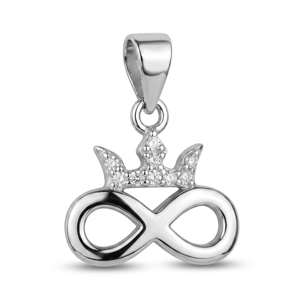 Sylvexia 925 Sterling Silver Infinity Crown Pendant for Women