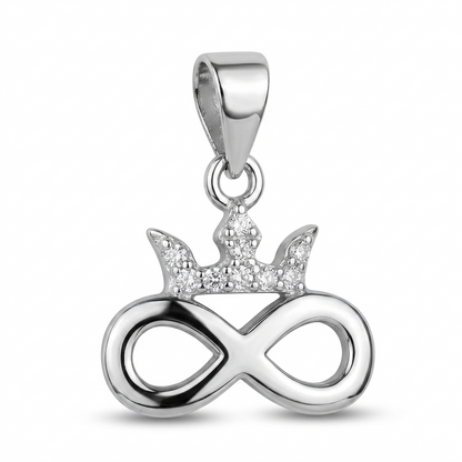 Sylvexia 925 Sterling Silver Infinity Crown Pendant for Women