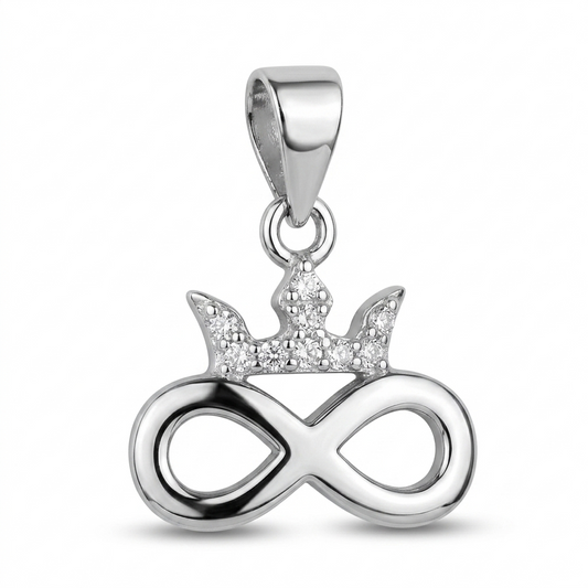 Sylvexia 925 Sterling Silver Infinity Crown Pendant for Women