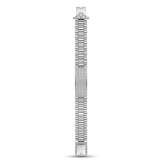 SYLVEXIA 925 Silver Men's Link Bracelet | Polished Finish with CZ Accent