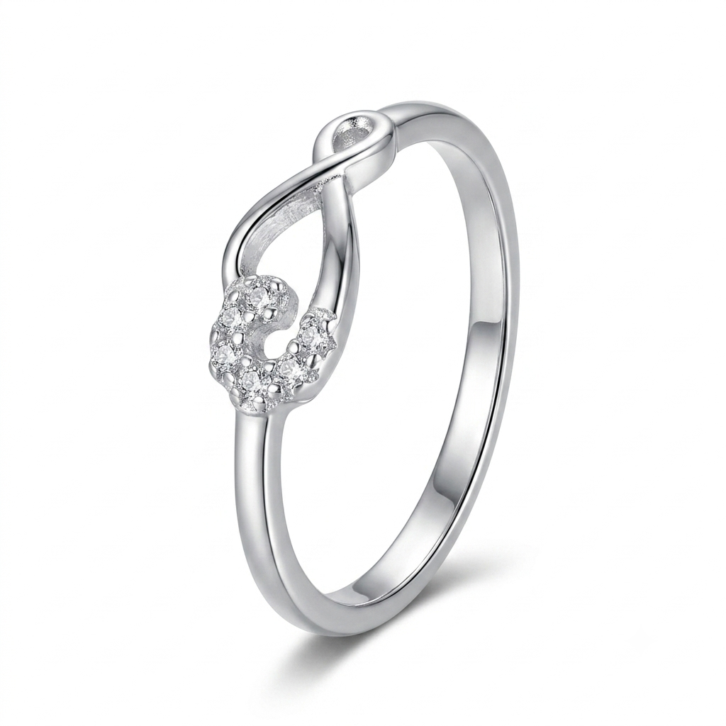 Sylvexia 925 Sterling Silver CZ Knot Ring for Women