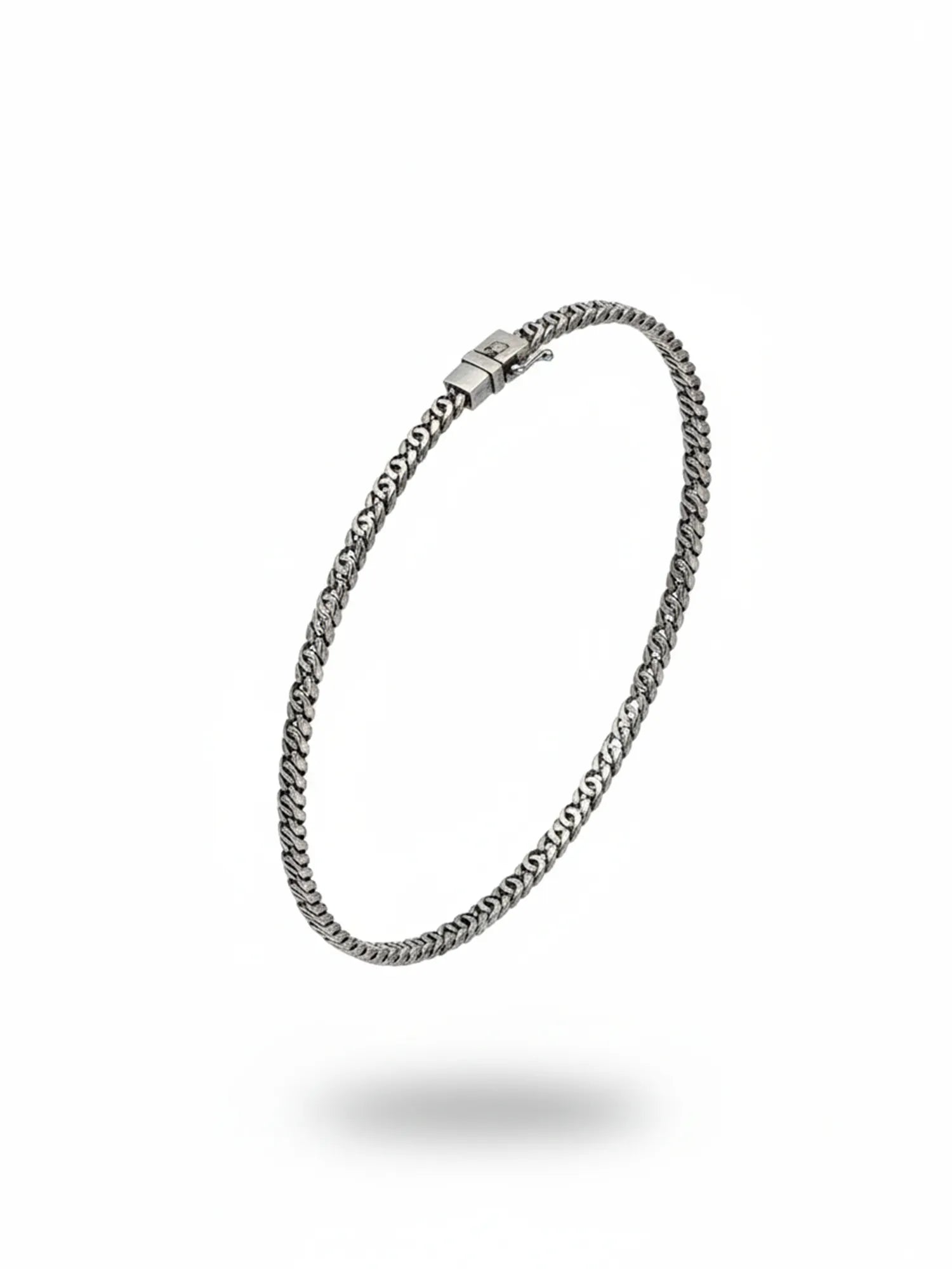 Sylvexia Men’s Silver Slim Cuban Chain Bracelet
