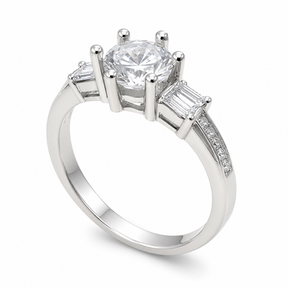 SYLVEXIA 925 Sterling Silver Classic Solitaire Cubic Zirconia Ring for Women