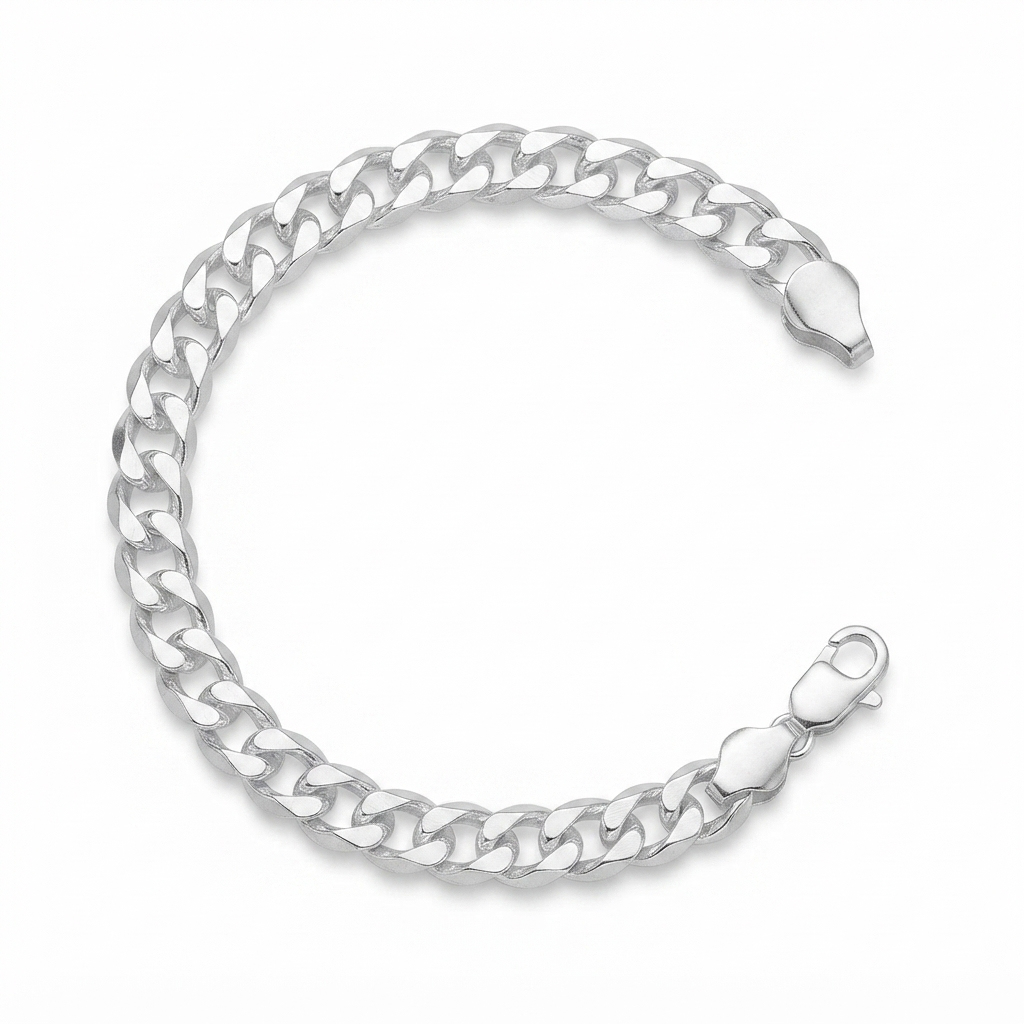 Sylvexia 925 Sterling Silver Kids Curb Chain Bracelet for Boys & Girls