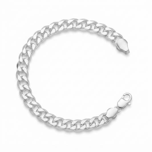 Sylvexia 925 Sterling Silver Kids Curb Chain Bracelet for Boys & Girls