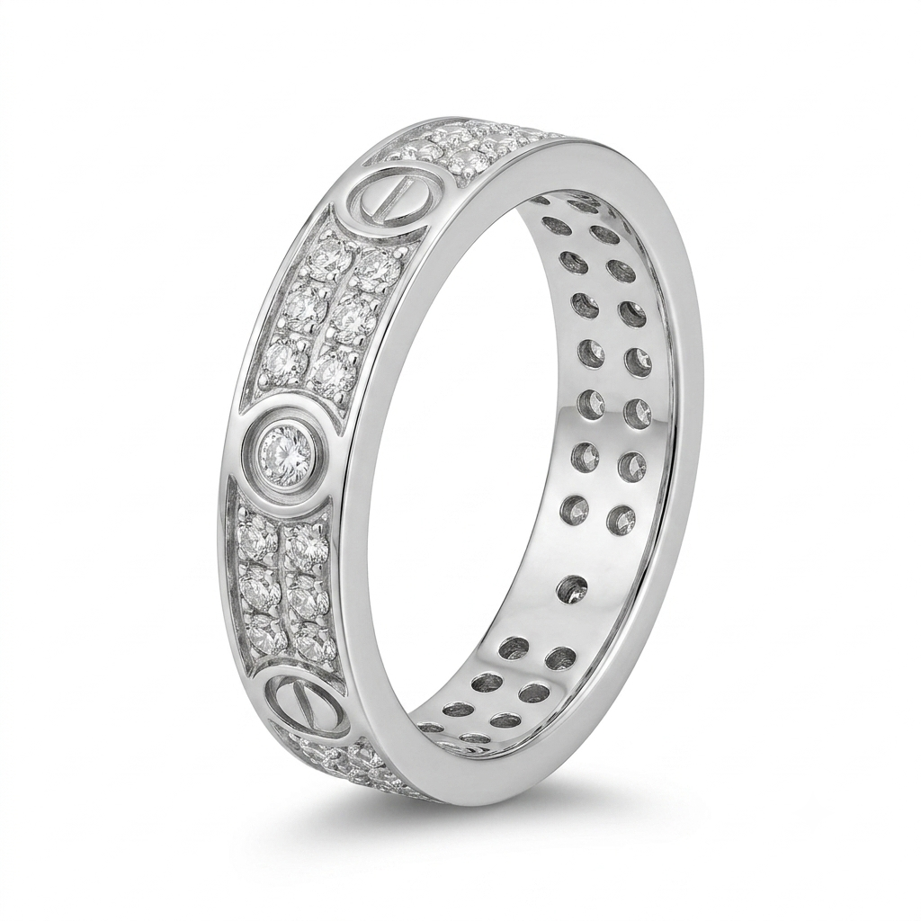 925 Sterling Silver Mens Round CZ Eternity Band Ring
