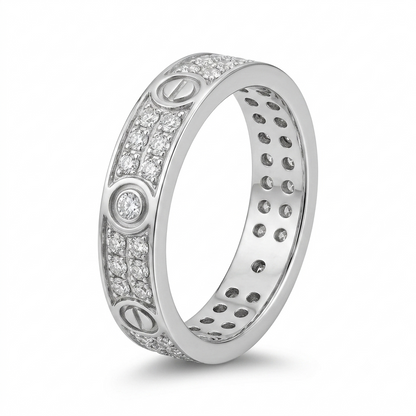 925 Sterling Silver Mens Round CZ Eternity Band Ring