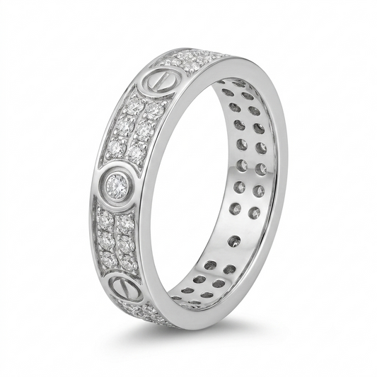 925 Sterling Silver Mens Round CZ Eternity Band Ring