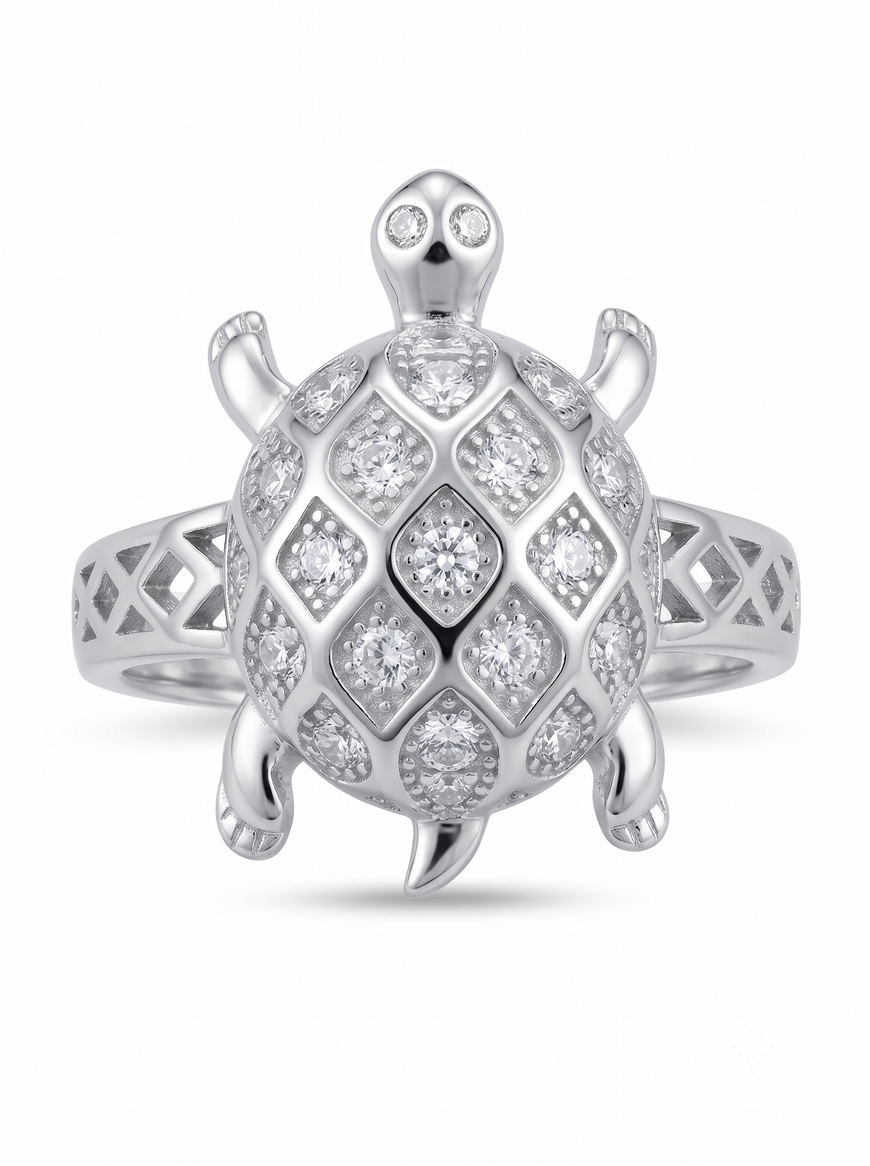 SYLVEXIA 925 Sterling Silver Turtle CZ Statement Ring for Men