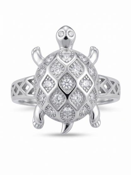 SYLVEXIA 925 Sterling Silver Turtle CZ Statement Ring for Men