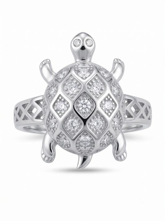 SYLVEXIA 925 Sterling Silver Turtle CZ Statement Ring for Men
