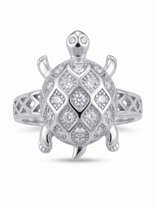 SYLVEXIA 925 Sterling Silver Turtle CZ Statement Ring for Men