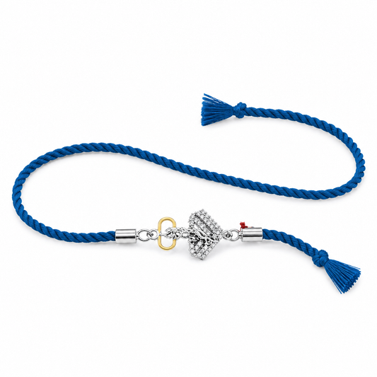 SYLVEXIA 925 Sterling Silver Blue Thread Designer Rakhi for Brother