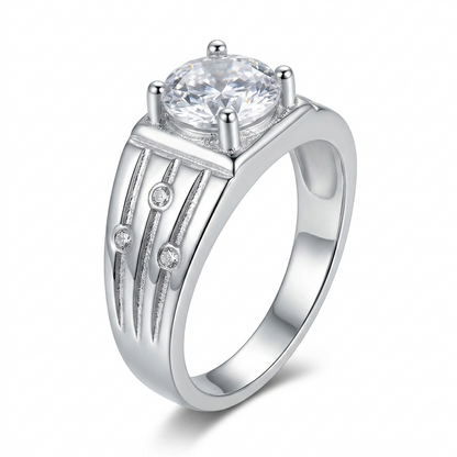 SYLVEXIA 925 Sterling Silver Round CZ Fashion Ring for Women