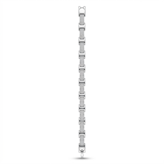 SYLVEXIA 925 Sterling Silver Stone Studded Bracelet for Men | Premium Design