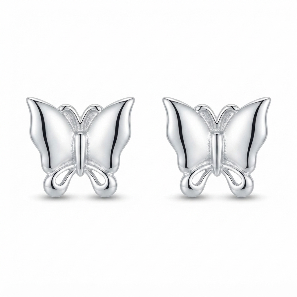 SYLVEXIA 925 Sterling Silver Butterfly Stud Earrings for Women | Minimalist Silver Earrings