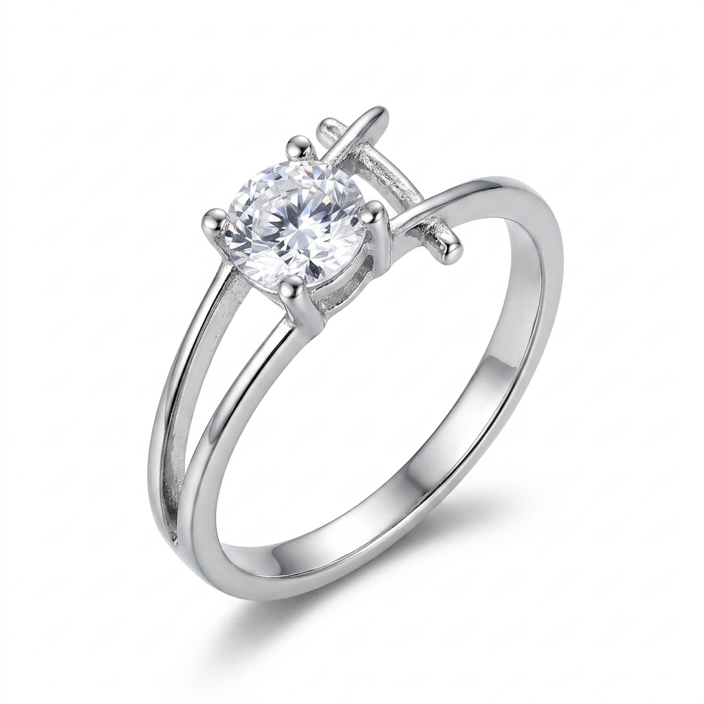 925 Sterling Silver CZ Bypass Ring for Women Size