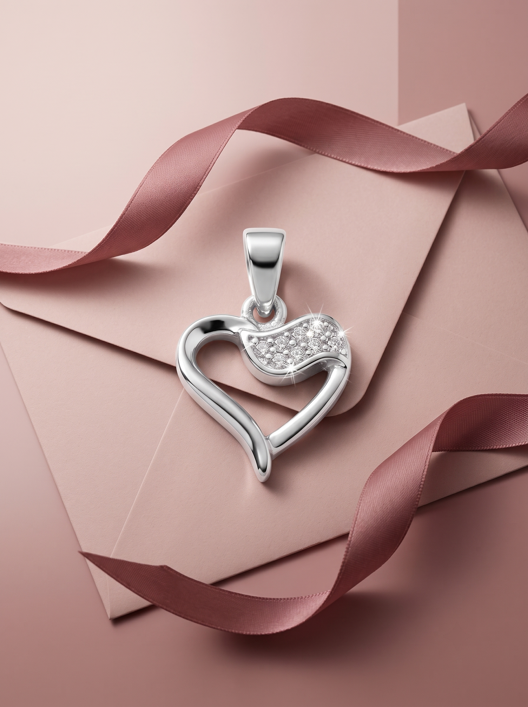 SYLVEXIA 925 Sterling Silver Dainty Heart CZ Pendant for Women