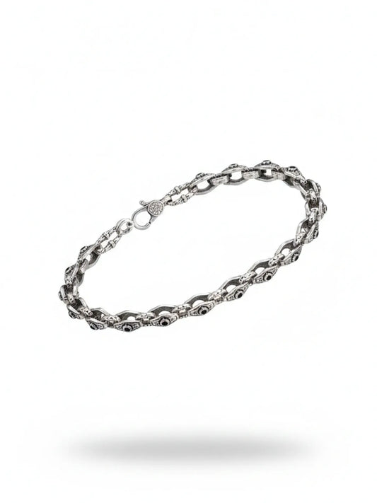 Sylvexia Men’s Silver Designer Link Bracelet