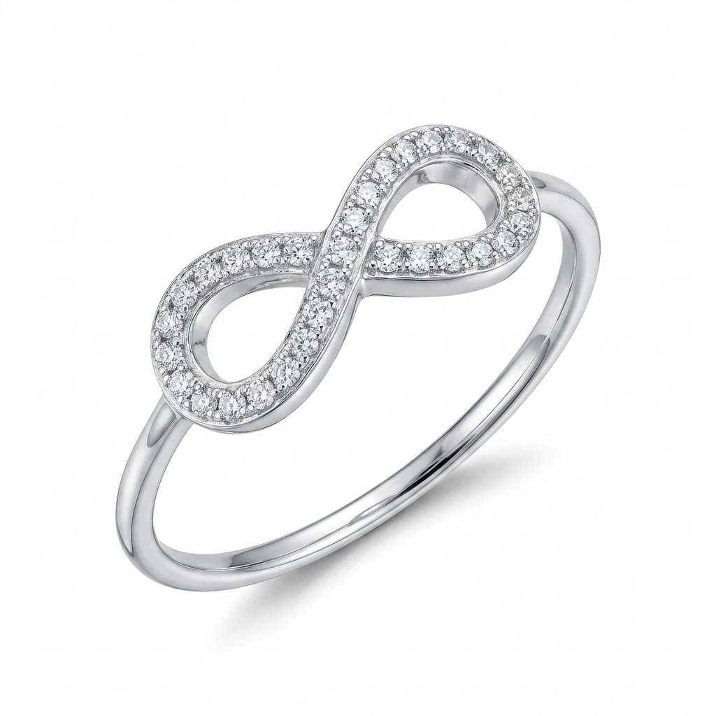 Sylvexia 925 Sterling Silver Infinity CZ Ring for Women