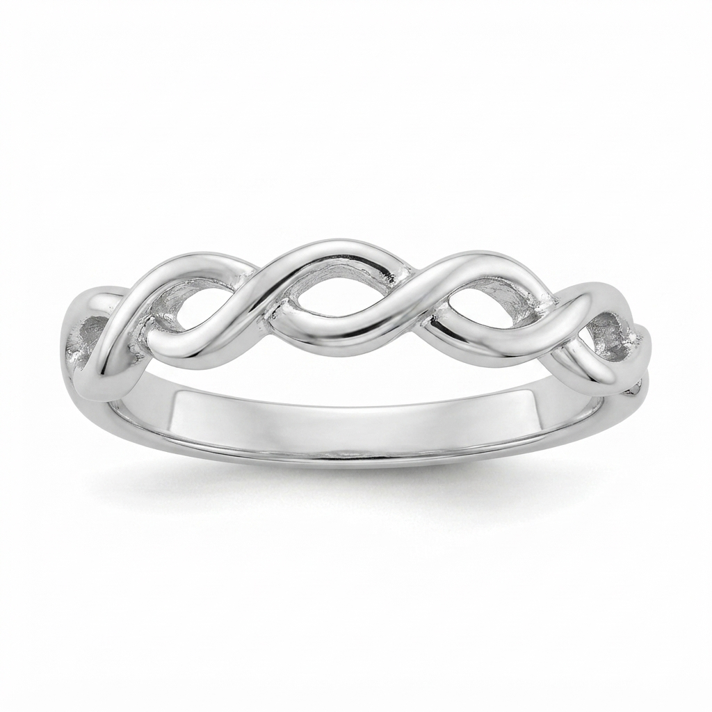 SYLVEXIA 925 Sterling Silver Infinity Twist Ring for Women Minimalist Silver Band