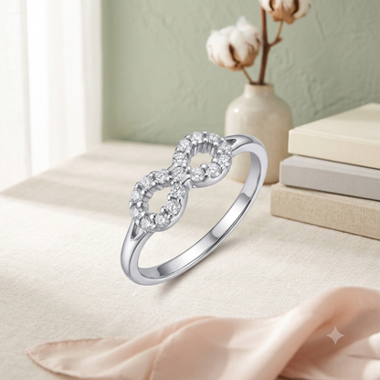 Sylvexia 925 Sterling Silver Infinity Twist Ring with Cubic Zirconia for Women