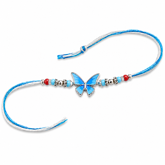 Butterfly Rakhi for Brother 925 Sterling Silver Blue Rakhi