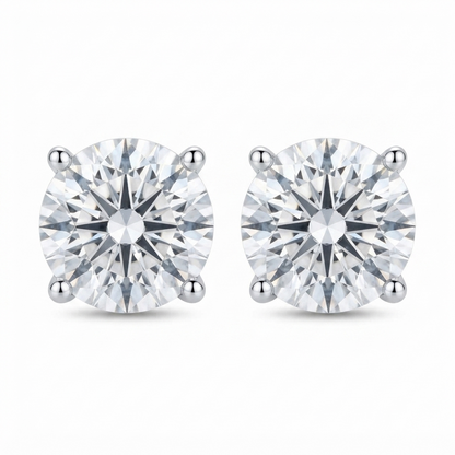 SYLVEXIA 925 Sterling Silver Classic Round Cubic Zirconia Stud Earrings for Women