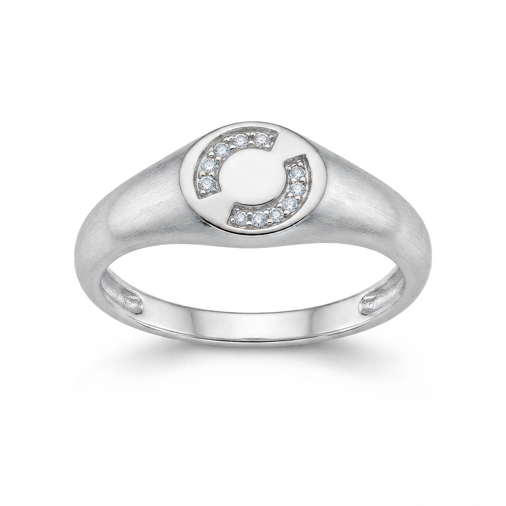 SYLVEXIA 925 Sterling Silver Circular CZ Signet Ring for Women
